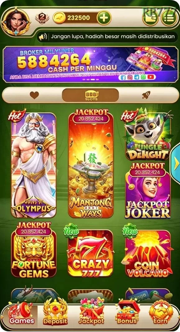 Cuplikan layar WIN33 — menu navigasi