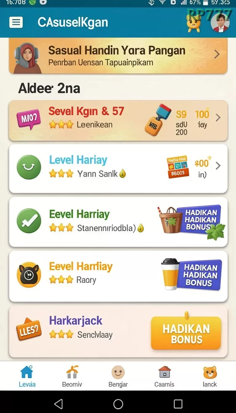 Cuplikan layar 55FIVE — menu navigasi